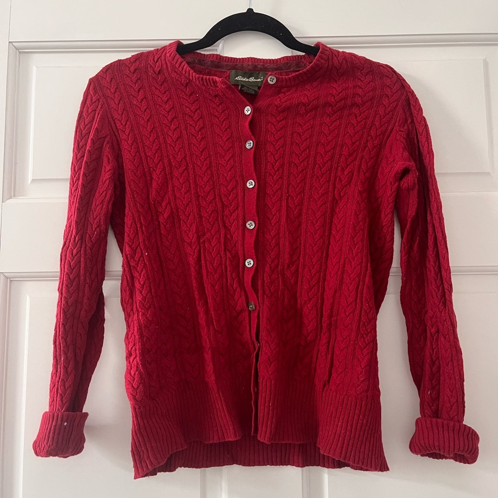 Red Knit Cardigan